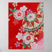 Japans KIMONO textiel, Floral Pattern Poster (Voorkant)