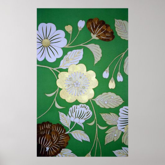 Japans KIMONO textiel, Floral Pattern Poster (Voorkant)