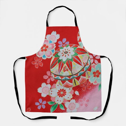 Japans KIMONO textiel, Floral Pattern Schort (Voorkant)