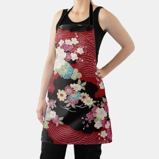 Japans KIMONO textiel, Floral Pattern Schort (Insitu)