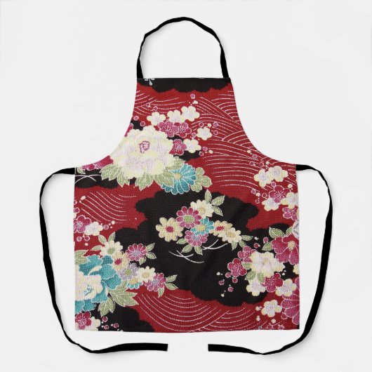 Japans KIMONO textiel, Floral Pattern Schort (Voorkant)