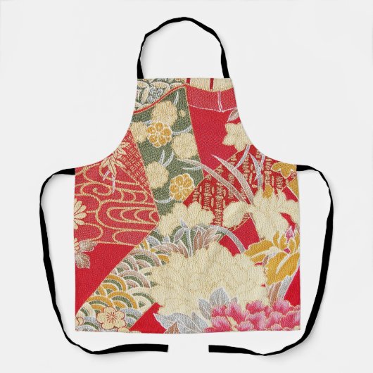 Japans KIMONO textiel, Floral Pattern Schort (Voorkant)