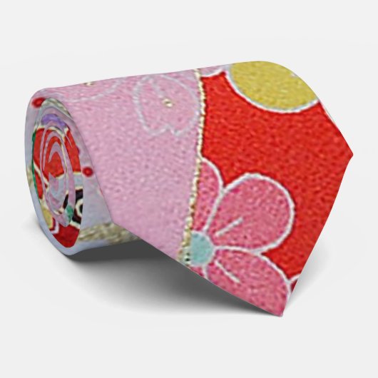 Japans KIMONO textiel, Floral Pattern Stropdas (Opgerold)