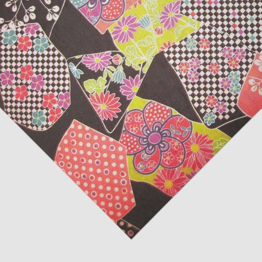 Japans KIMONO textiel, Floral Pattern Tissuepapier (Detail)