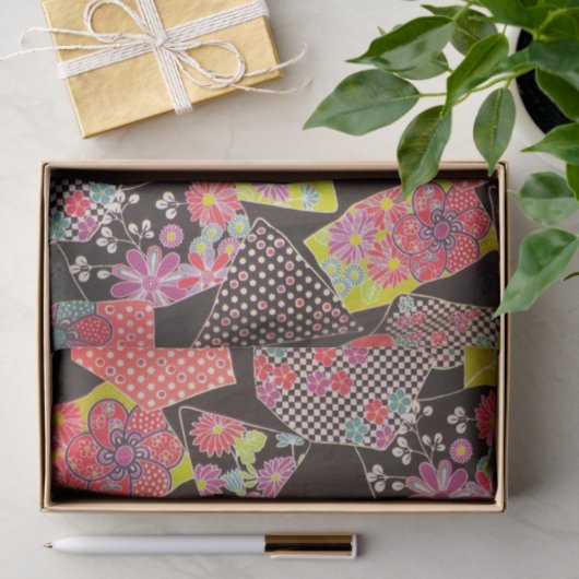 Japans KIMONO textiel, Floral Pattern Tissuepapier (Geschenk)