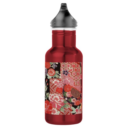Japans KIMONO textiel, Floral Pattern Waterfles (Rechts)