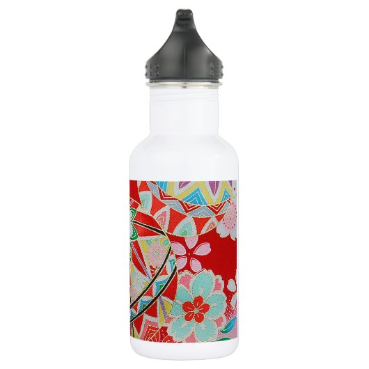 Japans KIMONO textiel, Floral Pattern Waterfles (Rechts)