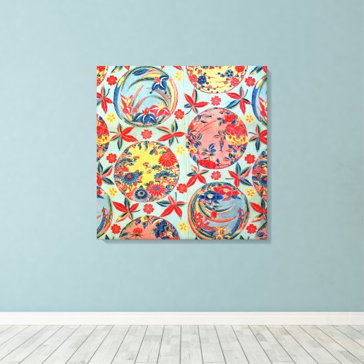  Japans Kimono Textile (Bingata) Canvas Afdruk (Insitu (Houten vloer))