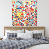  Japans Kimono Textile (Bingata) Canvas Afdruk (Insitu (Slaapkamer))