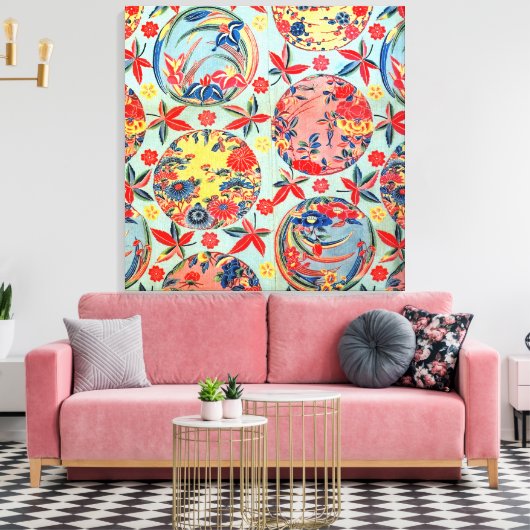  Japans Kimono Textile (Bingata) Canvas Afdruk (Insitu (Woonkamer))