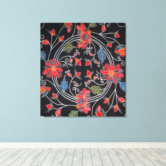 Japans Kimono Textile (Bingata) Canvas Afdruk (Insitu (Houten vloer))