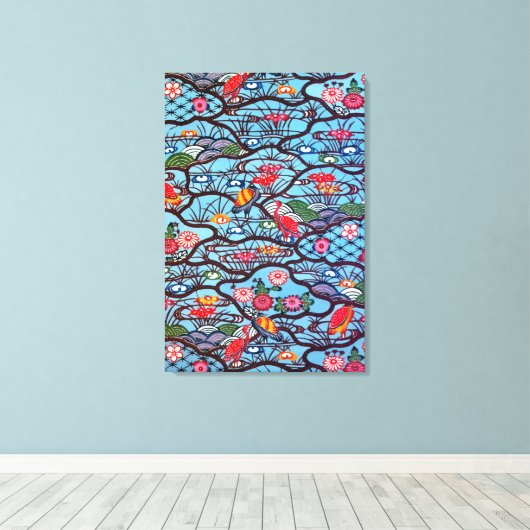  Japans Kimono Textile (Bingata) Canvas Afdruk (Insitu (Houten vloer))