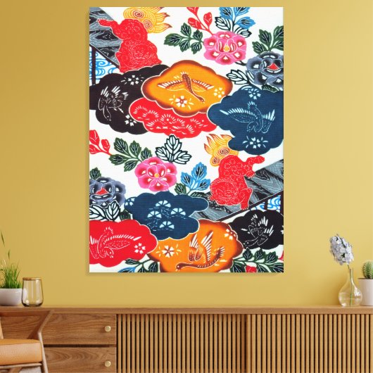  Japans Kimono Textile (Bingata) Canvas Afdruk (Insitu (Woonkamer))