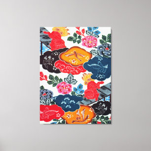  Japans Kimono Textile (Bingata) Canvas Afdruk