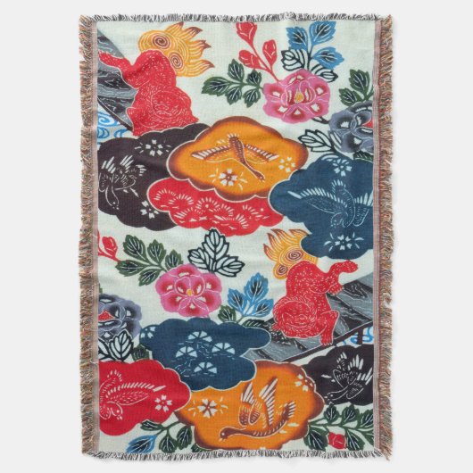  Japans Kimono Textile (Bingata) Deken (Voorkant Verticaal)