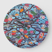  Japans Kimono Textile (Bingata) Grote Klok (Voorkant)