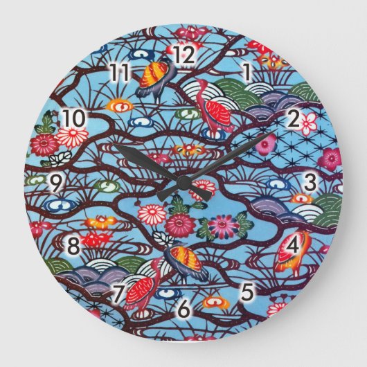  Japans Kimono Textile (Bingata) Grote Klok (Voorkant)