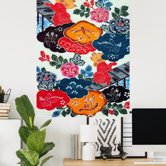  Japans Kimono Textile (Bingata) Poster (Thuiskantoor)