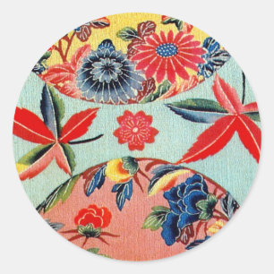 Japans Kimono Textile (Bingata) Ronde Sticker