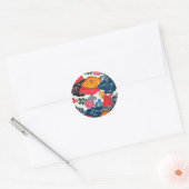 Japans Kimono Textile (Bingata) Ronde Sticker (Envelop)
