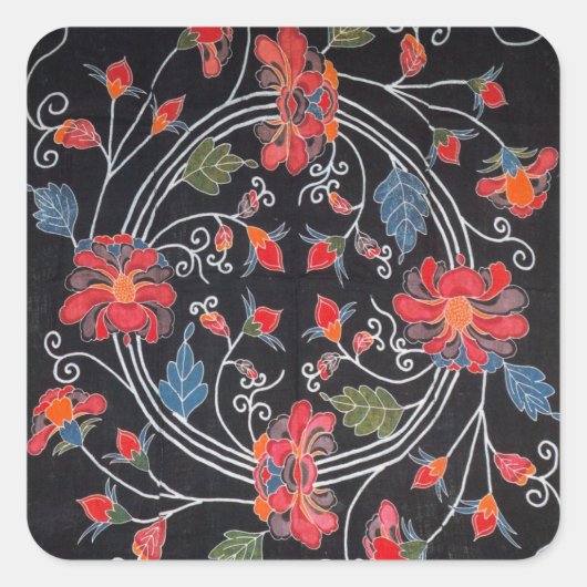  Japans Kimono Textile (Bingata) Vierkante Sticker (Voorkant)