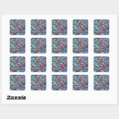  Japans Kimono Textile (Bingata) Vierkante Sticker (Vel)