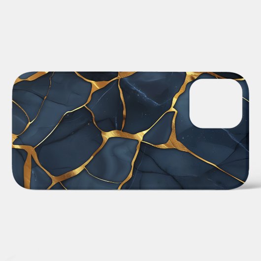 Japans Kintsugi Donkerblauw Case-Mate iPhone Case (Achterkant (horizontaal))