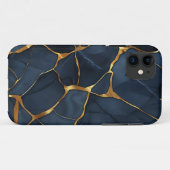 Japans Kintsugi Donkerblauw Case-Mate iPhone Case (Achterkant (horizontaal))