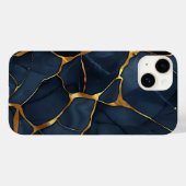 Japans Kintsugi Donkerblauw Case-Mate iPhone Case (Achterkant (horizontaal))