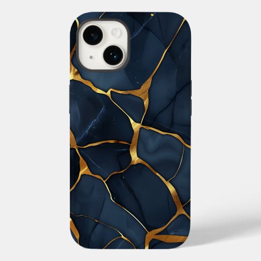 Japans Kintsugi Donkerblauw Case-Mate iPhone Case (Achterkant)
