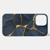 Japans Kintsugi Donkerblauw iPhone Hoesje (Achterkant horizontaal)