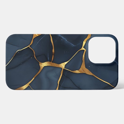Japans Kintsugi Donkerblauw iPhone Hoesje (Achterkant horizontaal)