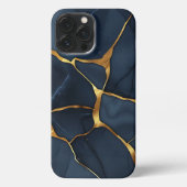 Japans Kintsugi Donkerblauw iPhone Hoesje (Achterkant)