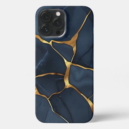 Japans Kintsugi Donkerblauw iPhone Hoesje (Achterkant)