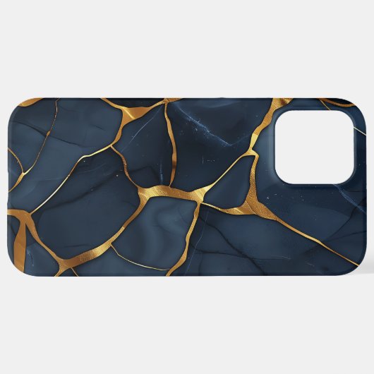 Japans Kintsugi Donkerblauw iPhone Hoesje (Achterkant horizontaal)