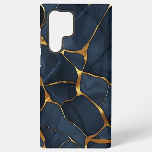 Japans Kintsugi Donkerblauw Samsung Galaxy Hoesje (Achterkant)