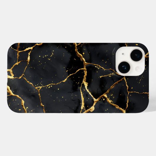 Japans Kintsugi Zwart & Goud Case-Mate iPhone Case (Achterkant (horizontaal))