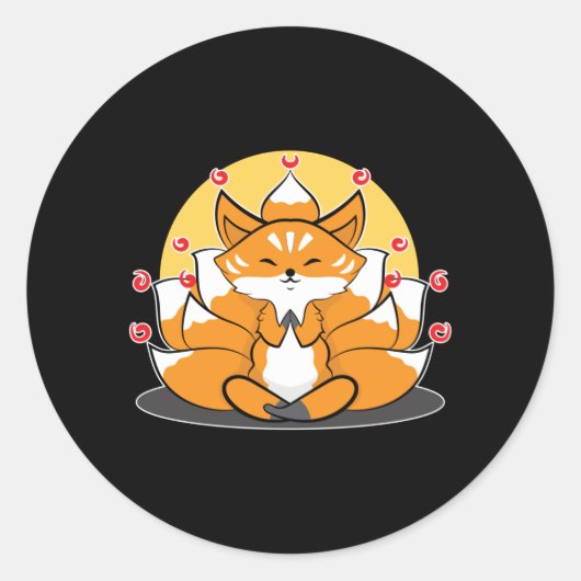 Japans Kitsune Kami Inari Fox Tempel Shrine Ronde Sticker (Voorkant)
