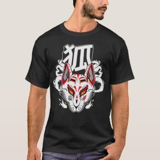 Japans kitsune masker shirt voor cyberpunkstaafsta