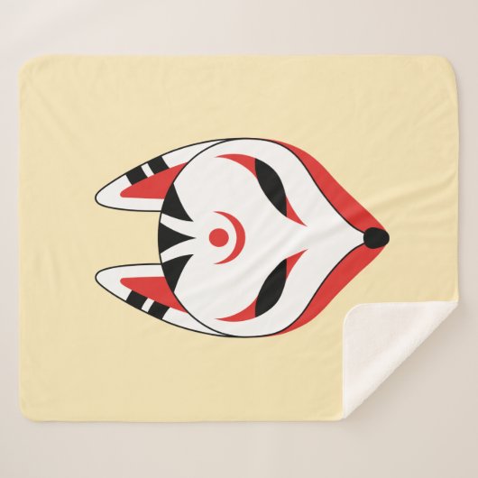 Japans kitsune vos masker geel sherpa deken (Voorkant (horizontaal))