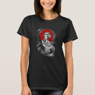 japans klassieker geisha houdt een oni - masker in t-shirt