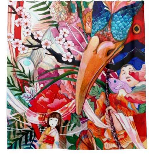 Japans kleurengordijn voor kleurenafdrukken douchegordijn (Voorkant)