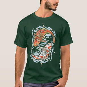 Japans Koi Carp Nishikigoi Fish Pond Woodblock Y T-shirt