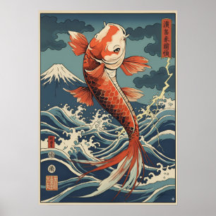 Japans Koi Fish Art Poster – symbool van kracht