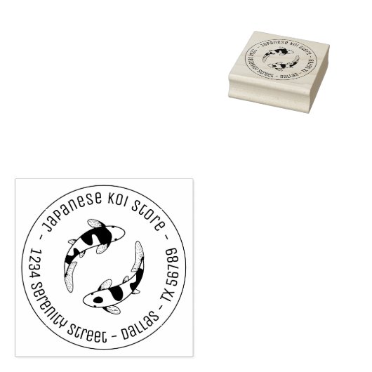 Japans Koi Fish Business Round Address 3 Rubberstempel (Gestempeld)