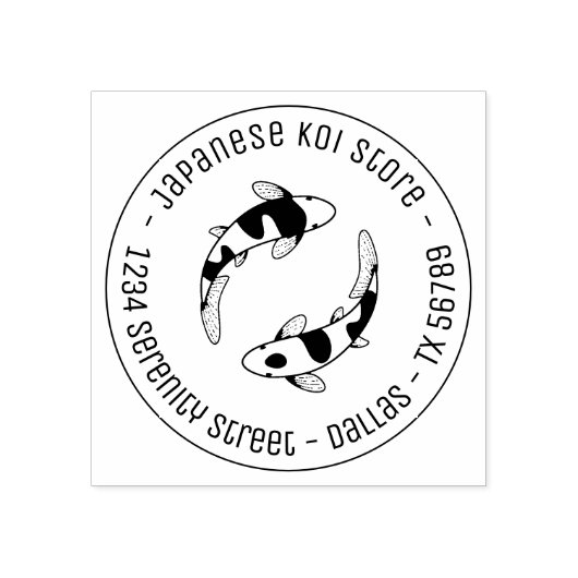 Japans Koi Fish Business Round Address 3 Rubberstempel (Afrduk)