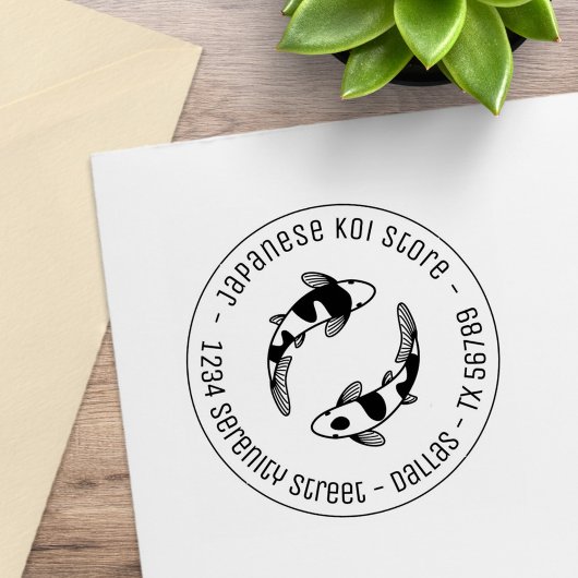 Japans Koi Fish Business Round Address 3 Rubberstempel