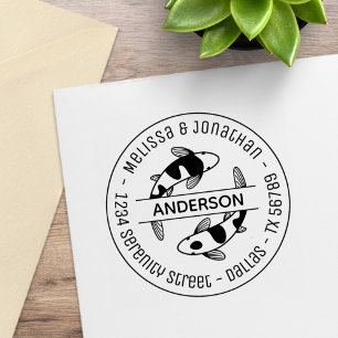 Japans Koi Fish Couple Family Adres 4 Rubberstempel