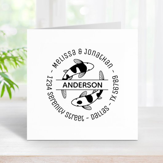 Japans Koi Fish Couple Family Adres 4 Rubberstempel