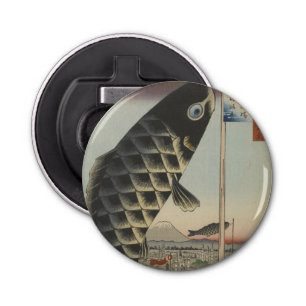 Japans Koi Fish Festival Flag Antiek Button Flesopener